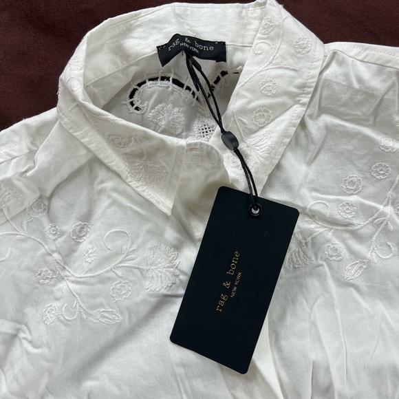 rag & bone White Embroidered Button-Up Romper - Picture 15 of 16